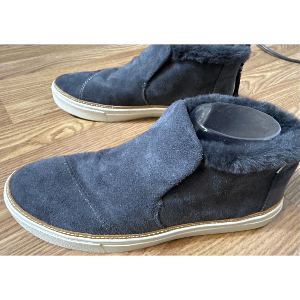 TOMS Paxton Suede Booties Womens 9 Faux Fur Lined Slip On Shoes Gray